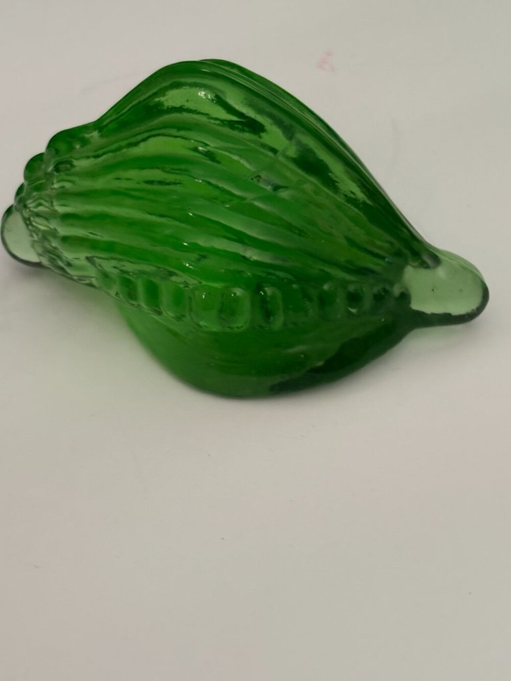 Vintage Art Iridescent Green Glass Seashell Decor Paperweight
